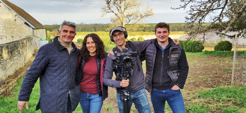 With Arnaud Svrcek and his son on their farm in Courmelles, France
